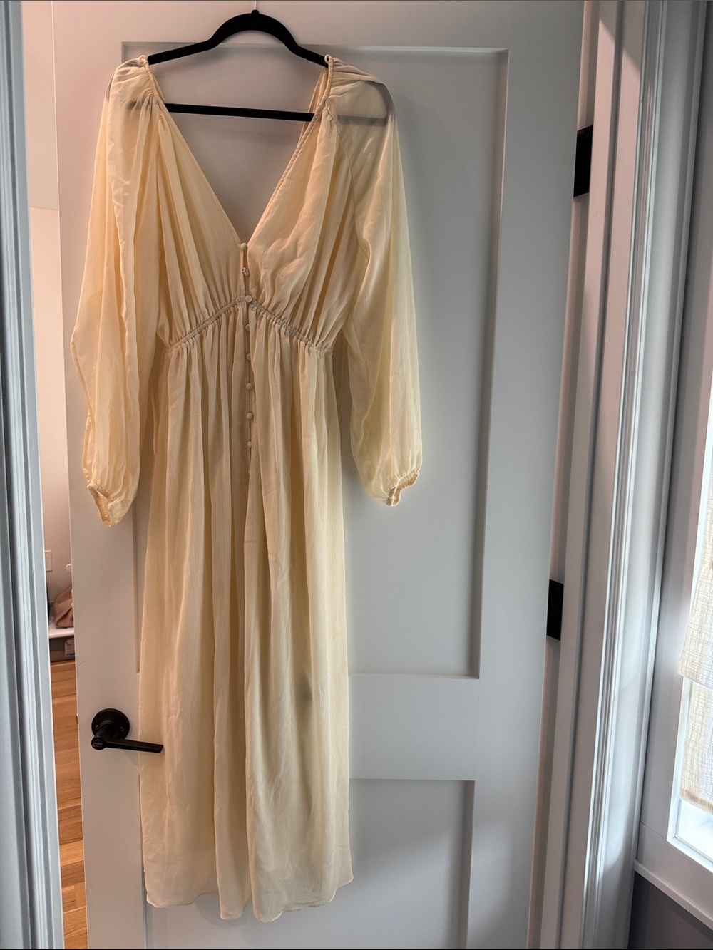 H&M  Pale Yellow Maxi Dress with Button Front